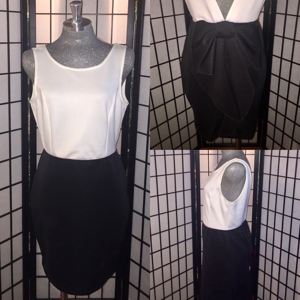 Black & White Dress w Big Bow in Back Size Large